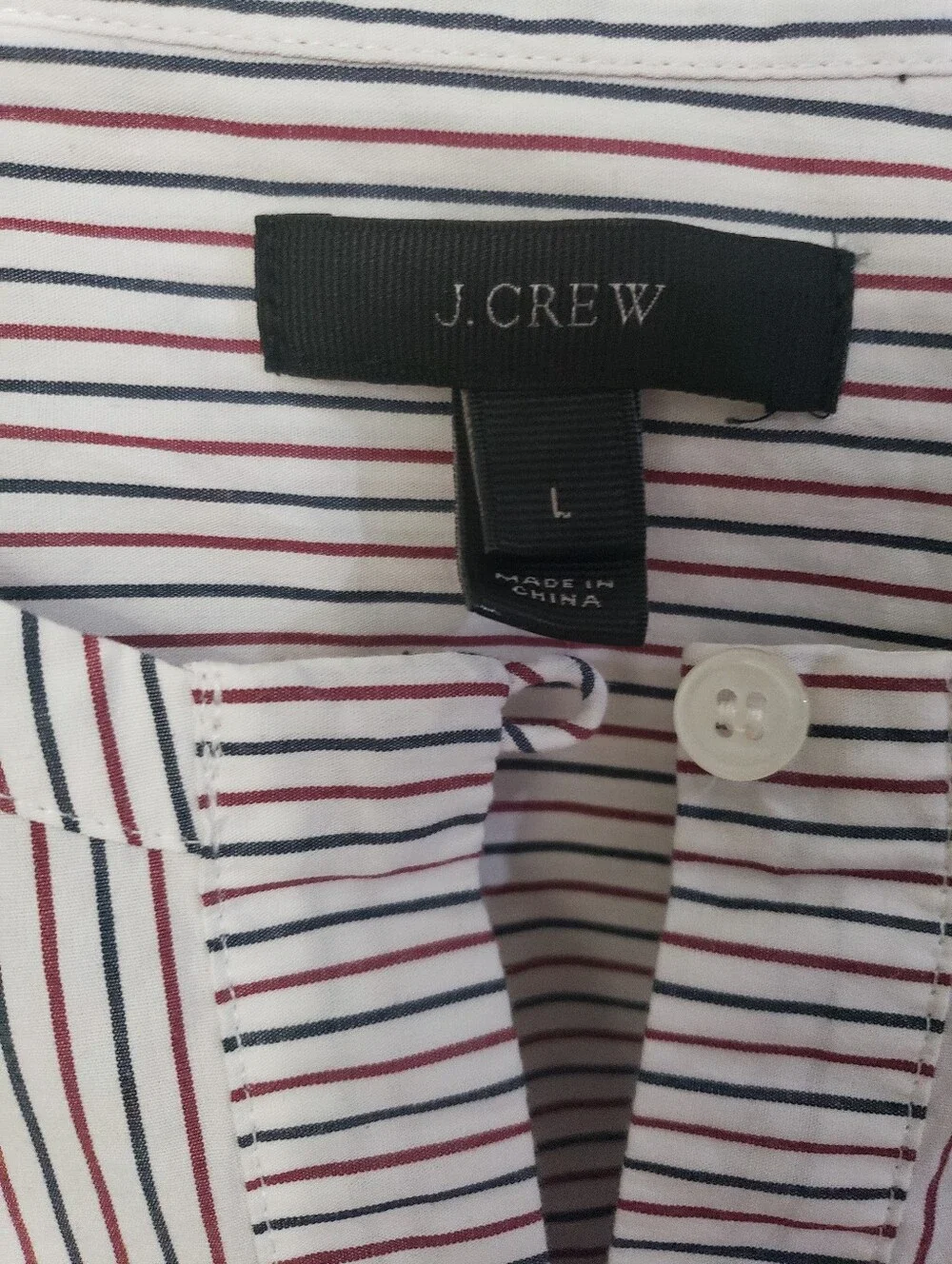 SIZE  L J. Crew Navy RED and White Striped Embroidered Tie-Front Tunic
